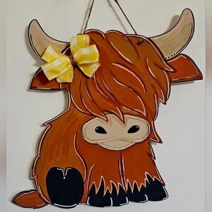 Highland Cow, Home Decor,  Door Hanger,  Farmhouse Sign